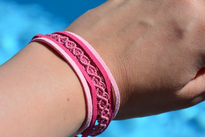 bracelet manchette macramé rose par jeanne s’amuse blog diy