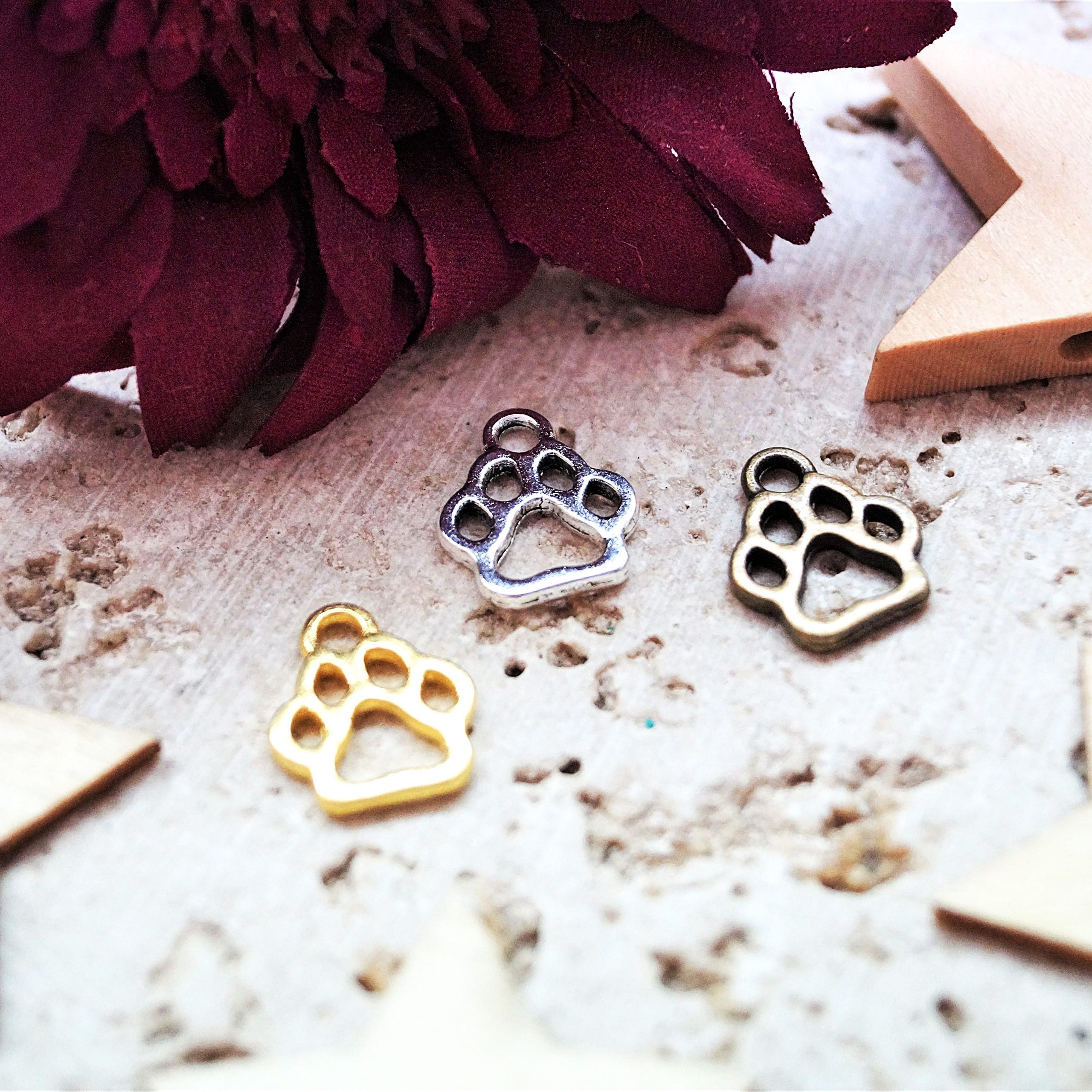 Breloques Patte de Chien chat en Métal par lot de 10 – Image 12
