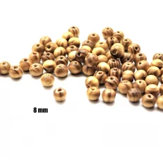 Perles en bois de pin brun rayé 8 mm