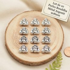 Perles argentées Bouddha 9*8 mm par 10