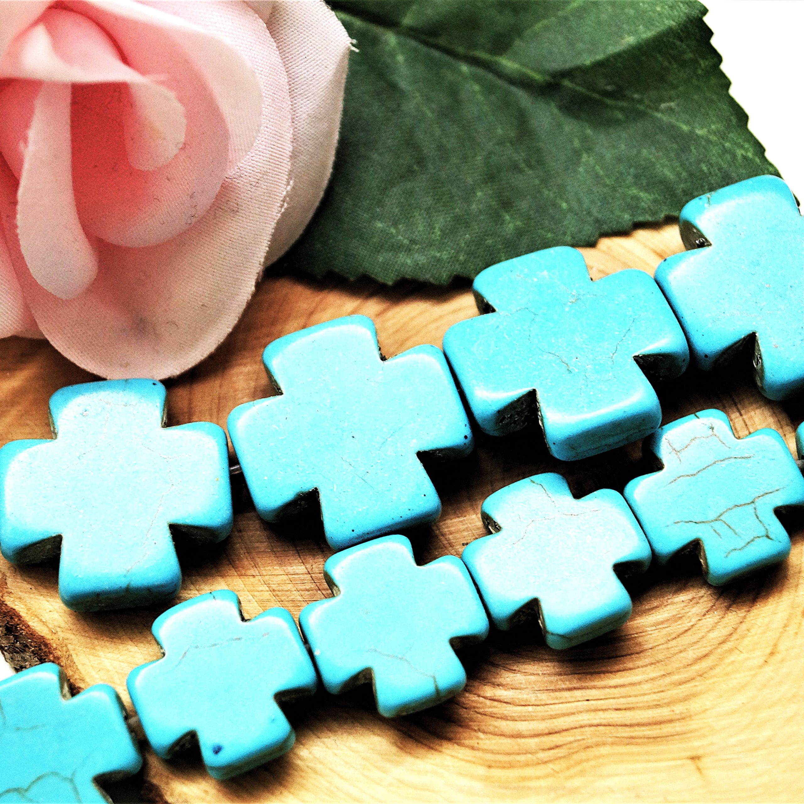 Perles croix Howlite turquoise 15mm 20mm – Image 5