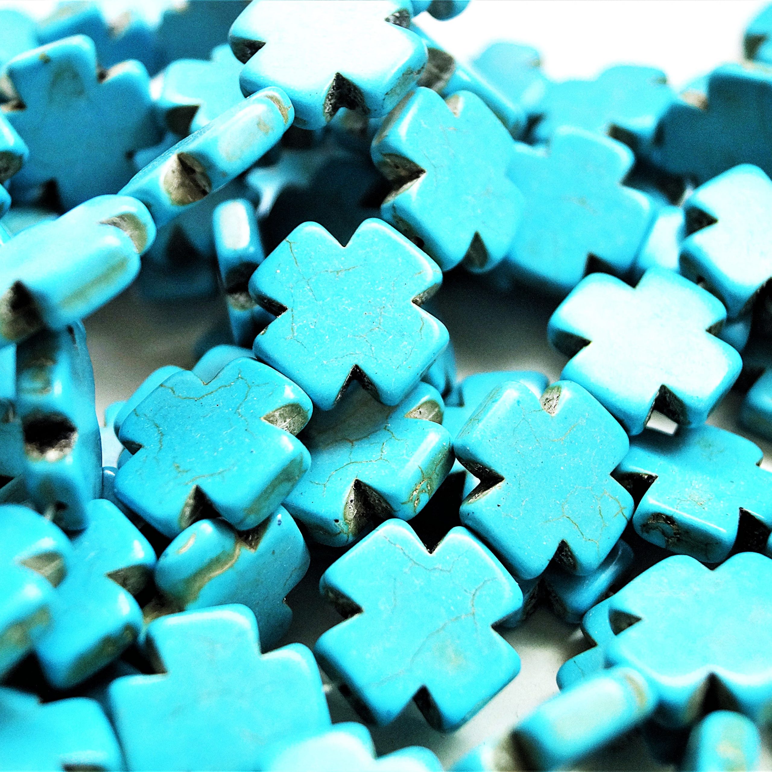 Perles croix Howlite turquoise 15mm 20mm – Image 7