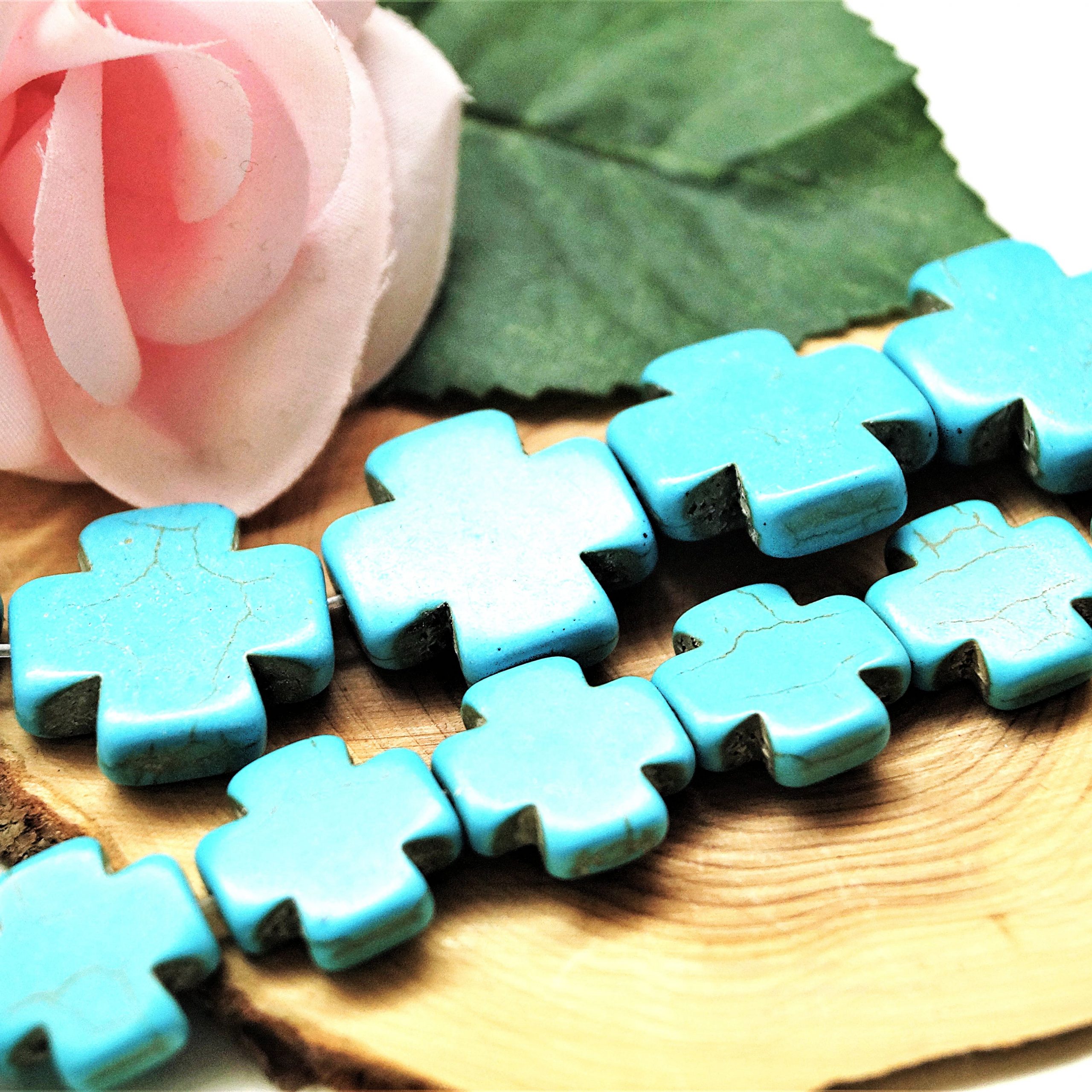 Perles croix Howlite turquoise 15mm 20mm – Image 8