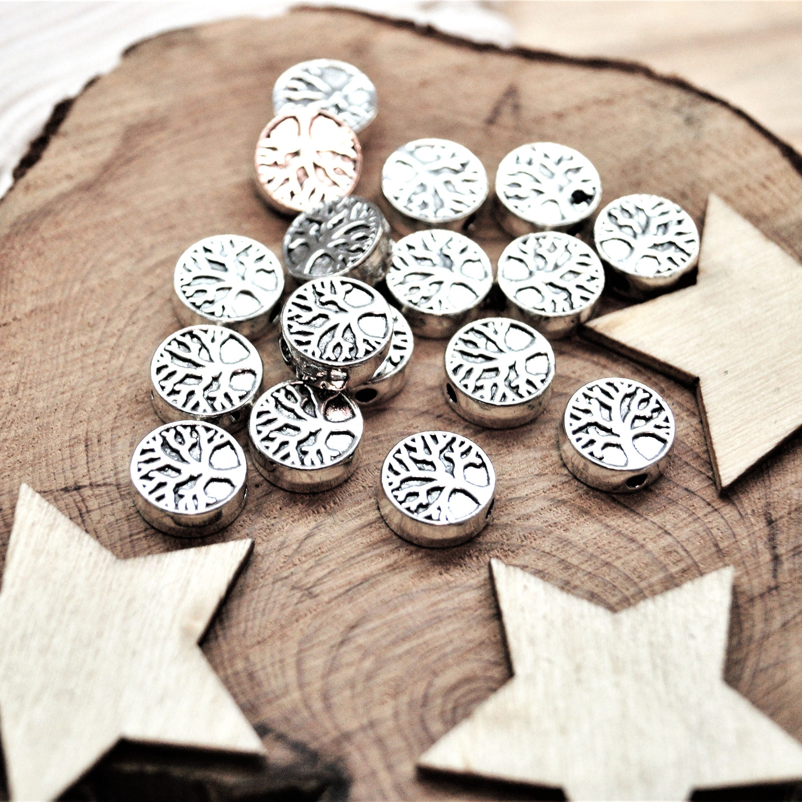 Perles arbre de vie en métal 9 mm par 10 – Image 2