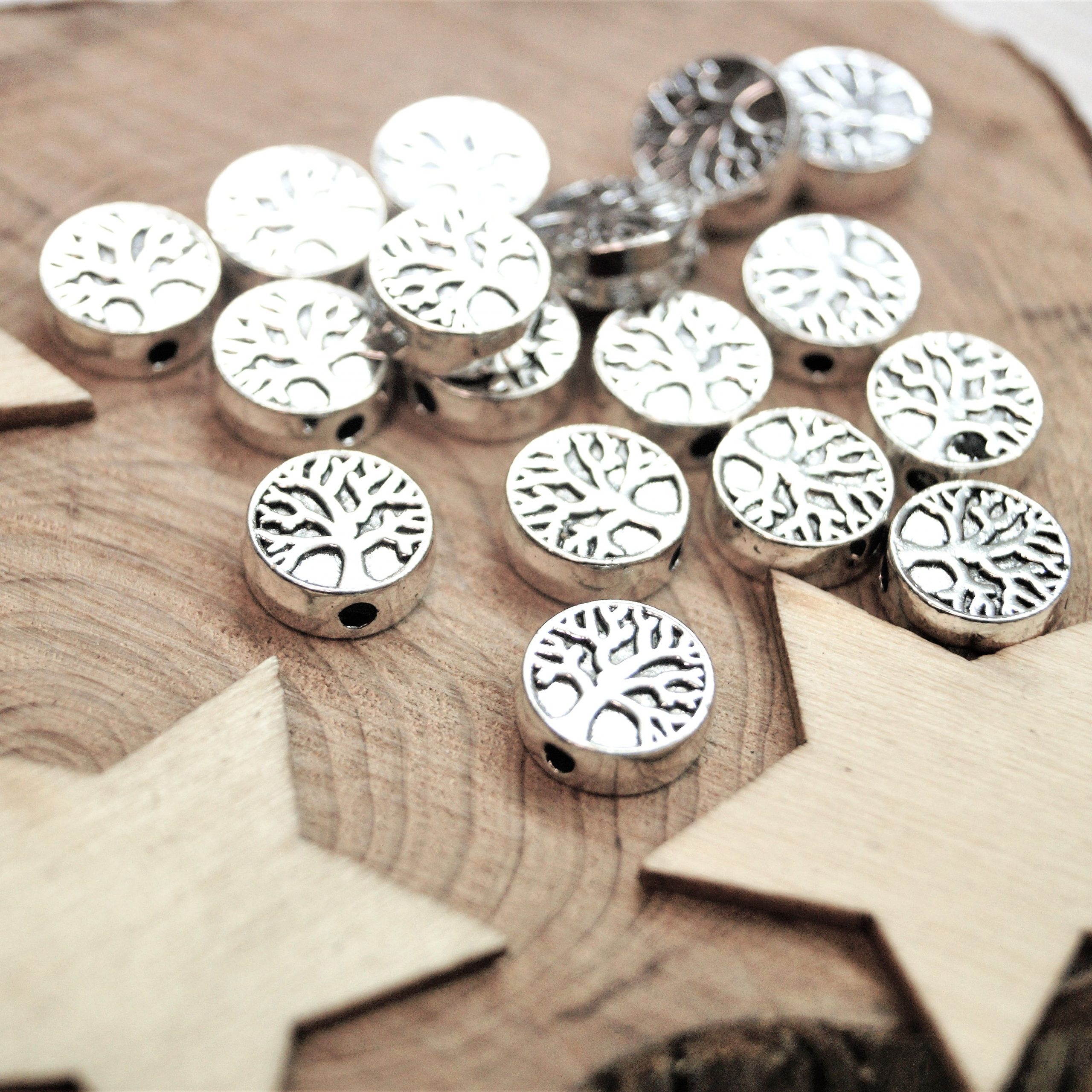 Perles arbre de vie en métal 9 mm par 10 – Image 3