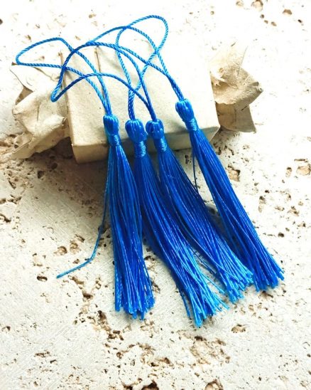Pompons glands à franges bleu 13 cm – Image 12