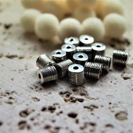 perles tubes rayés argenté 6-6 mm-2