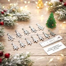 Pendentifs sapin de Noël en métal 26,5*14 mm par 10