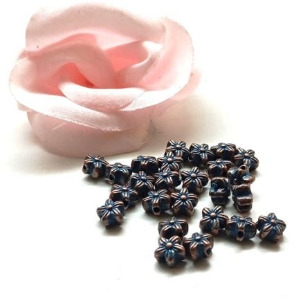 Perles fleurs vintage patine bleue 7 mm par 20 – Image 4