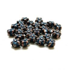 Perles fleurs vintage patine bleue 7 mm par 20