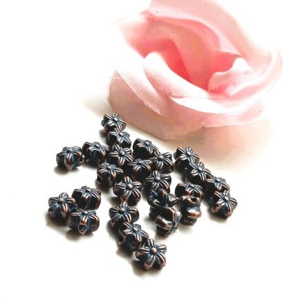Perles fleurs vintage patine bleue 7 mm par 20 – Image 8