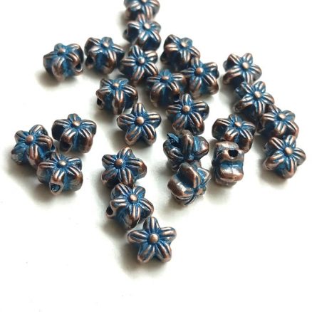 Perles fleurs vintage patine bleue 7 mm par 20 – Image 6