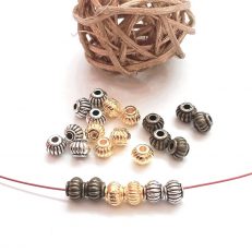 Perles en métal lanternes rayées 5*4 mm