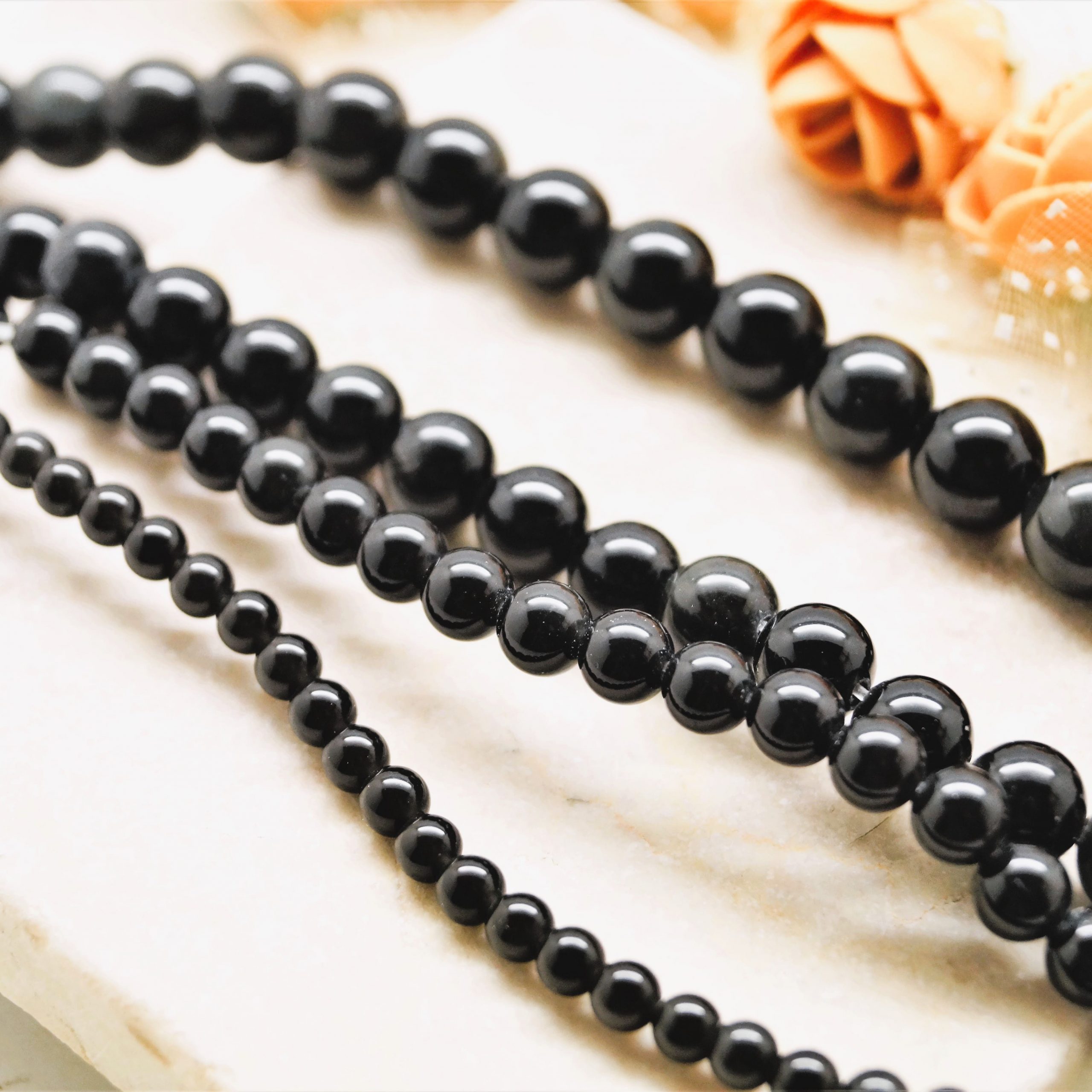 Perles obsidienne noire arc en ciel naturelle 4mm à 10mm