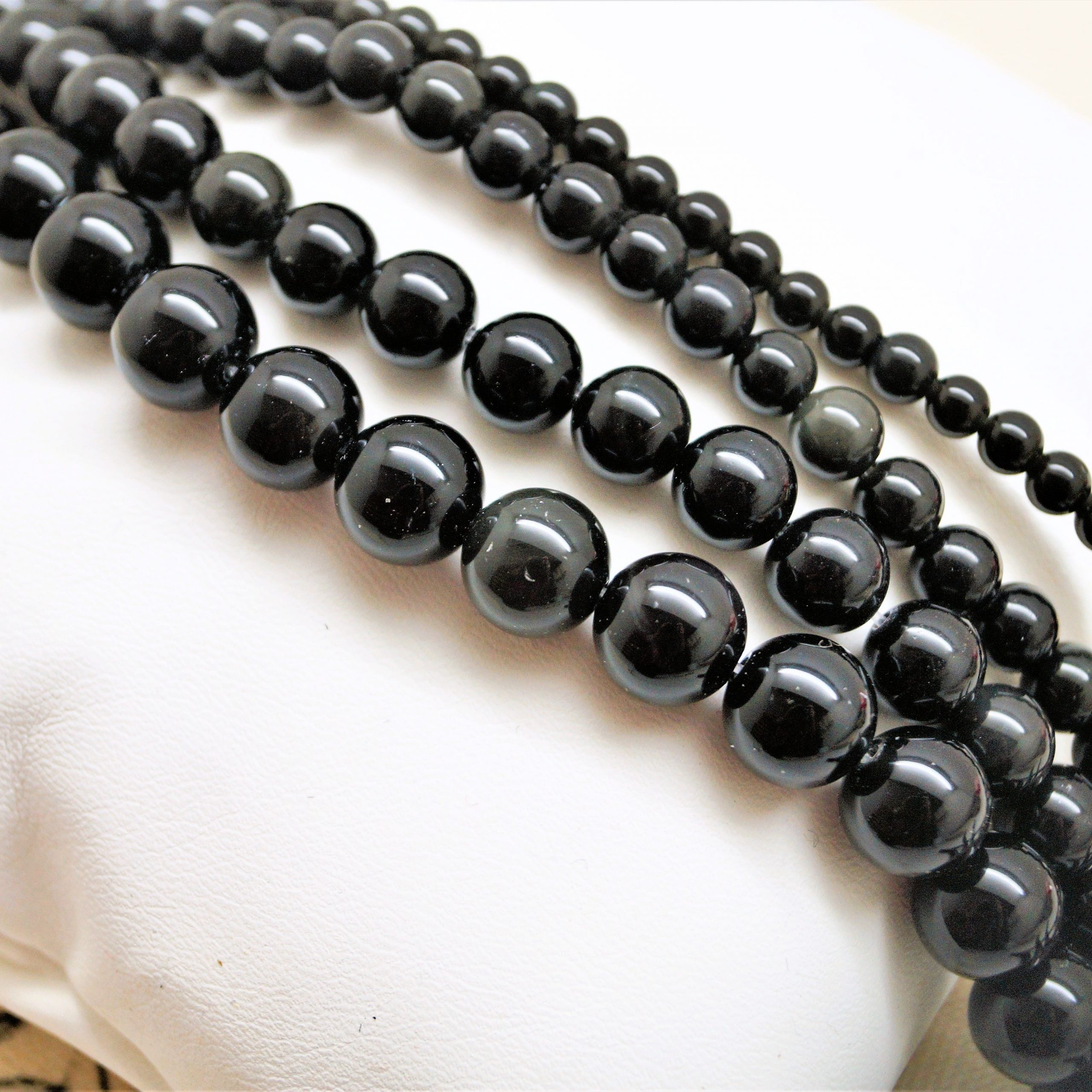 Perles obsidienne noire arc en ciel naturelle 4mm à 10mm – Image 9