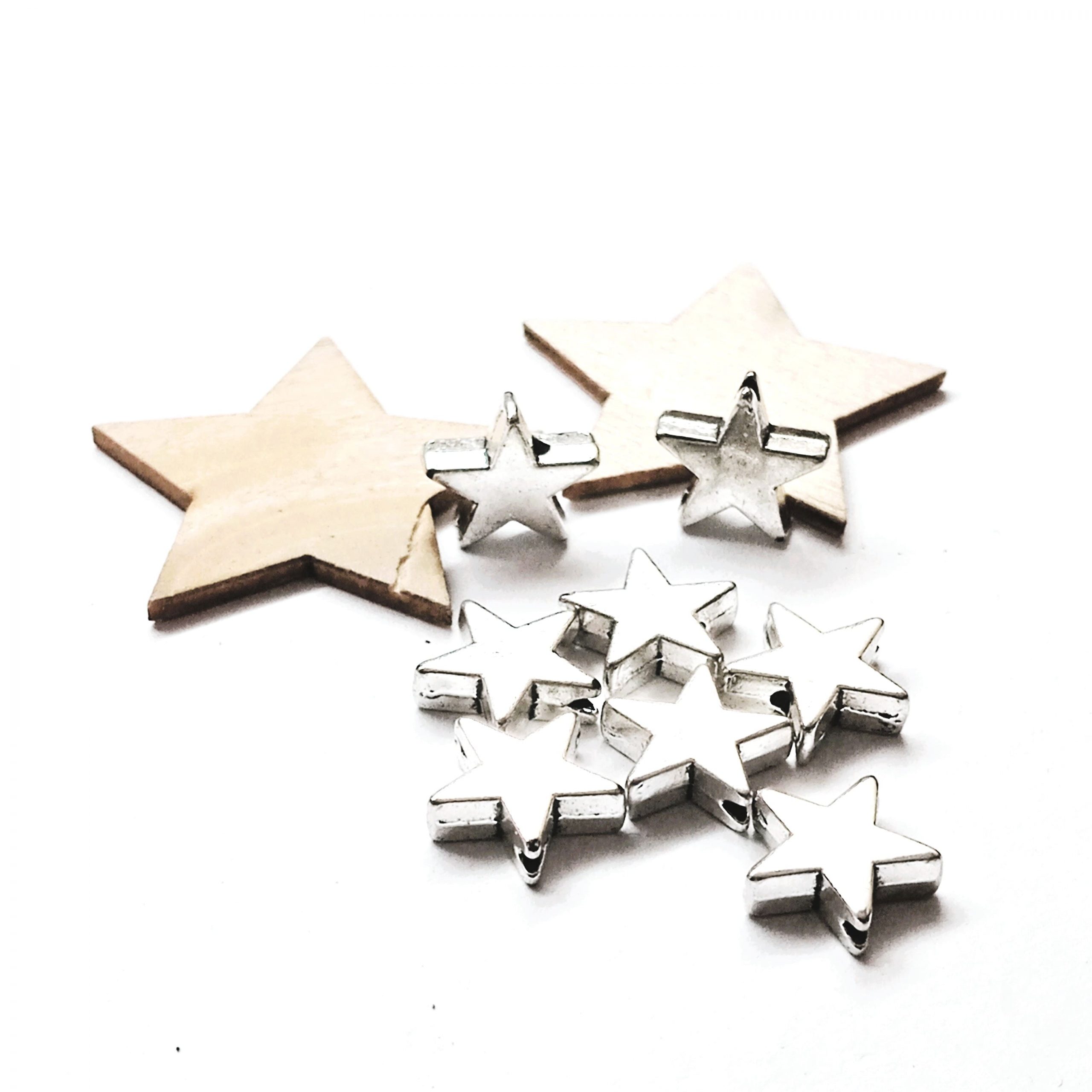 Perles étoiles 11mm en métal argenté par lot de 10 – Image 6