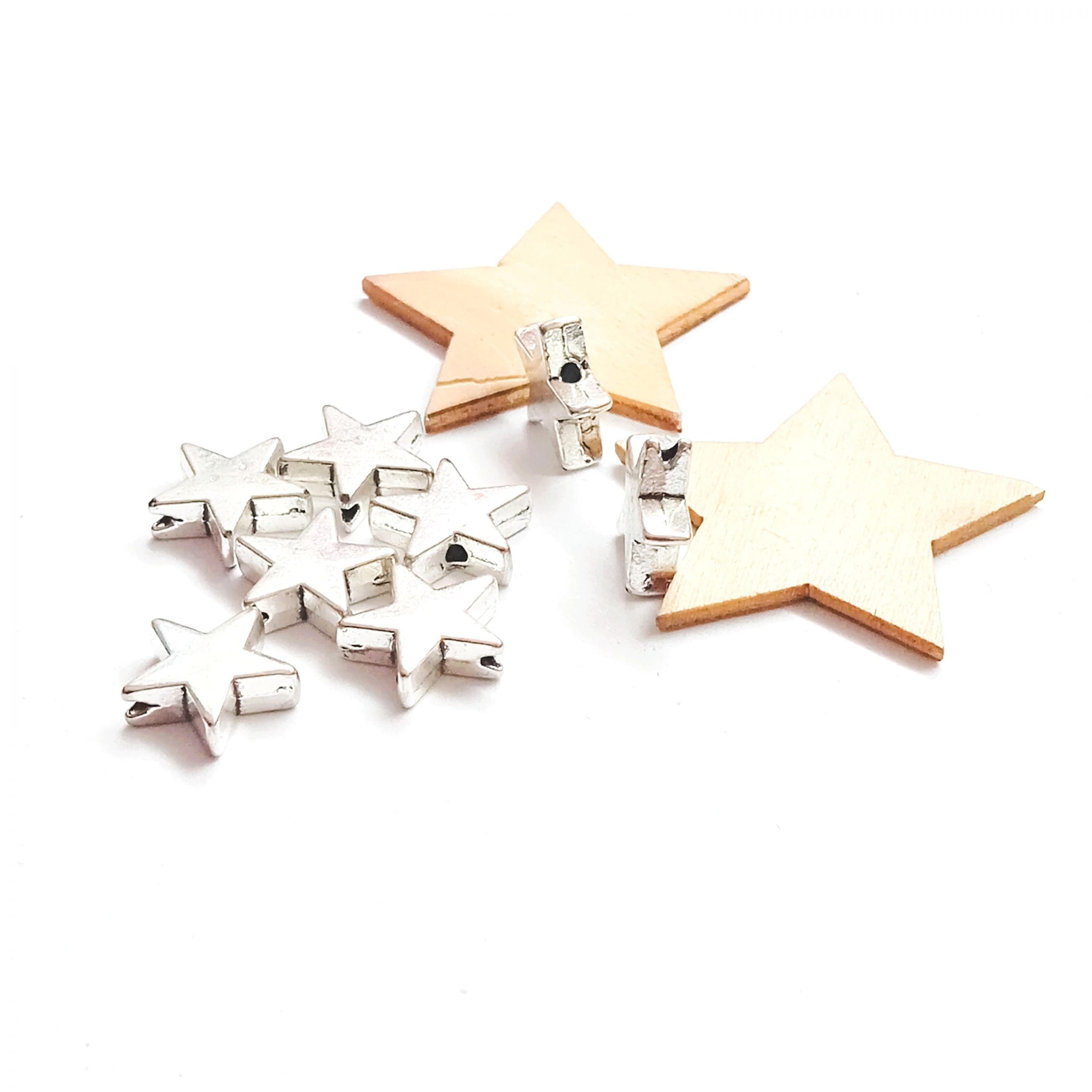 Perles étoiles 11mm en métal argenté par lot de 10 – Image 8