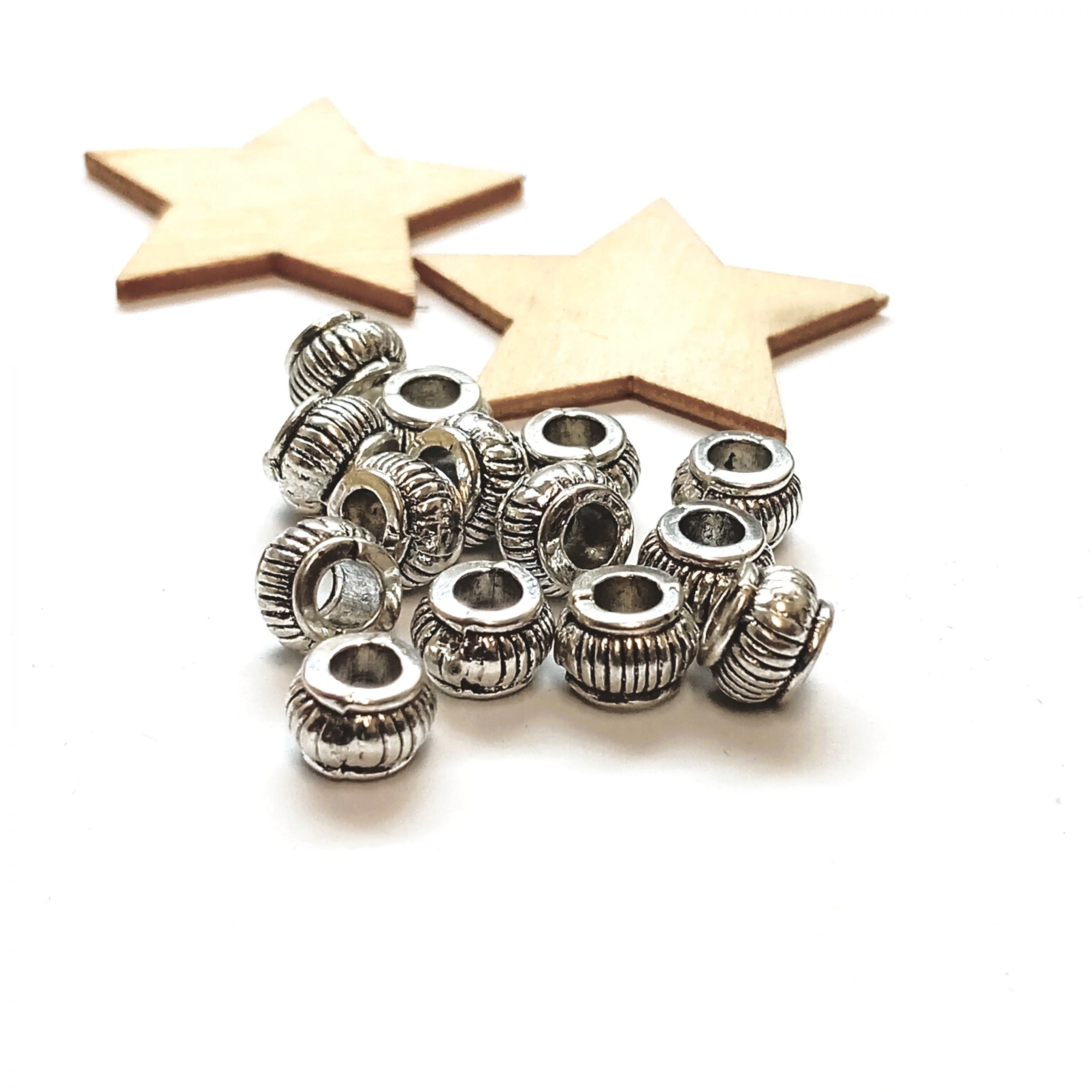 Perles Lanterne citrouille métal argenté vieilli 7mm par 10 – Image 4