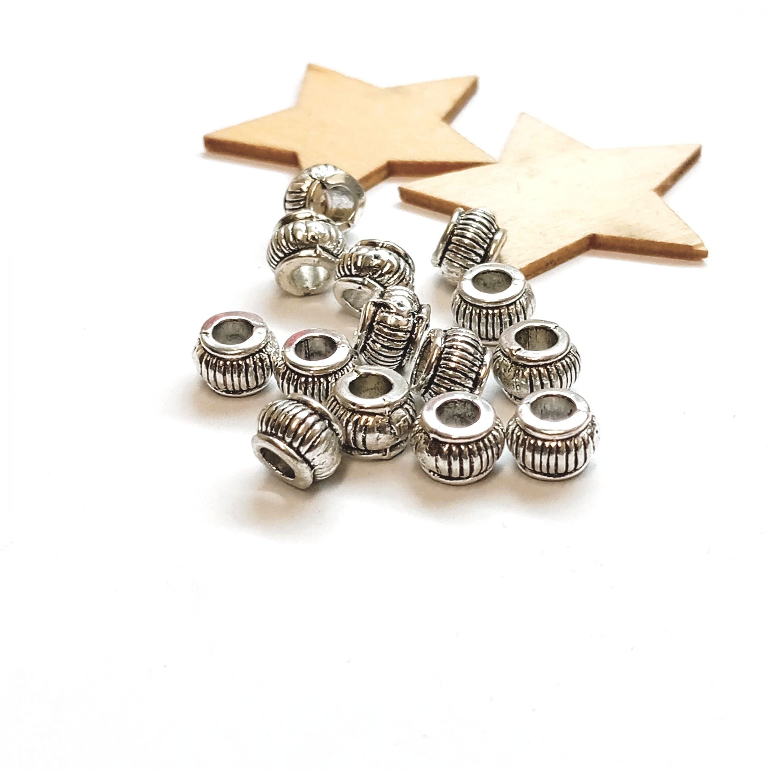 Perles Lanterne citrouille métal argenté vieilli 7mm par 10 – Image 5