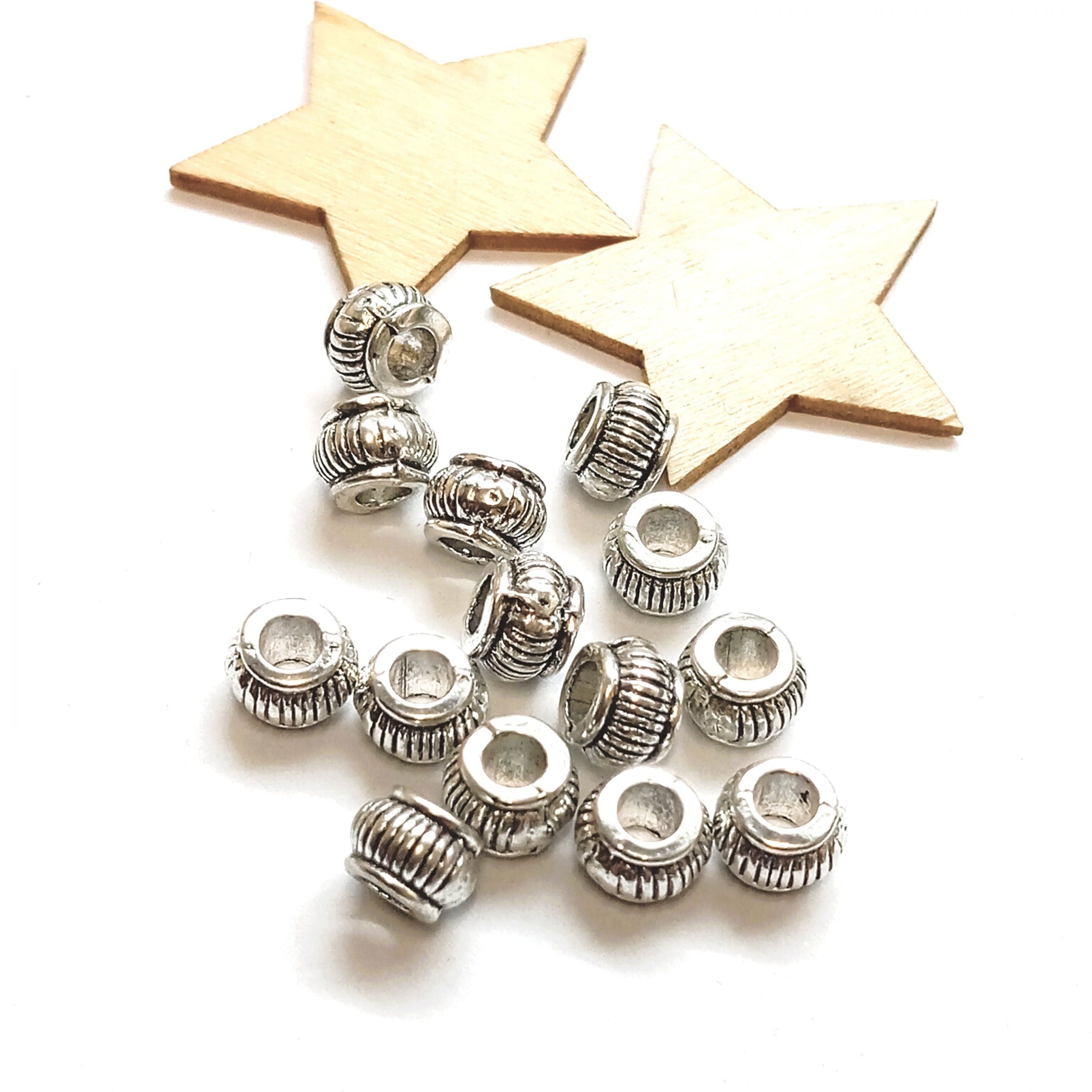 Perles Lanterne citrouille métal argenté vieilli 7mm par 10 – Image 6