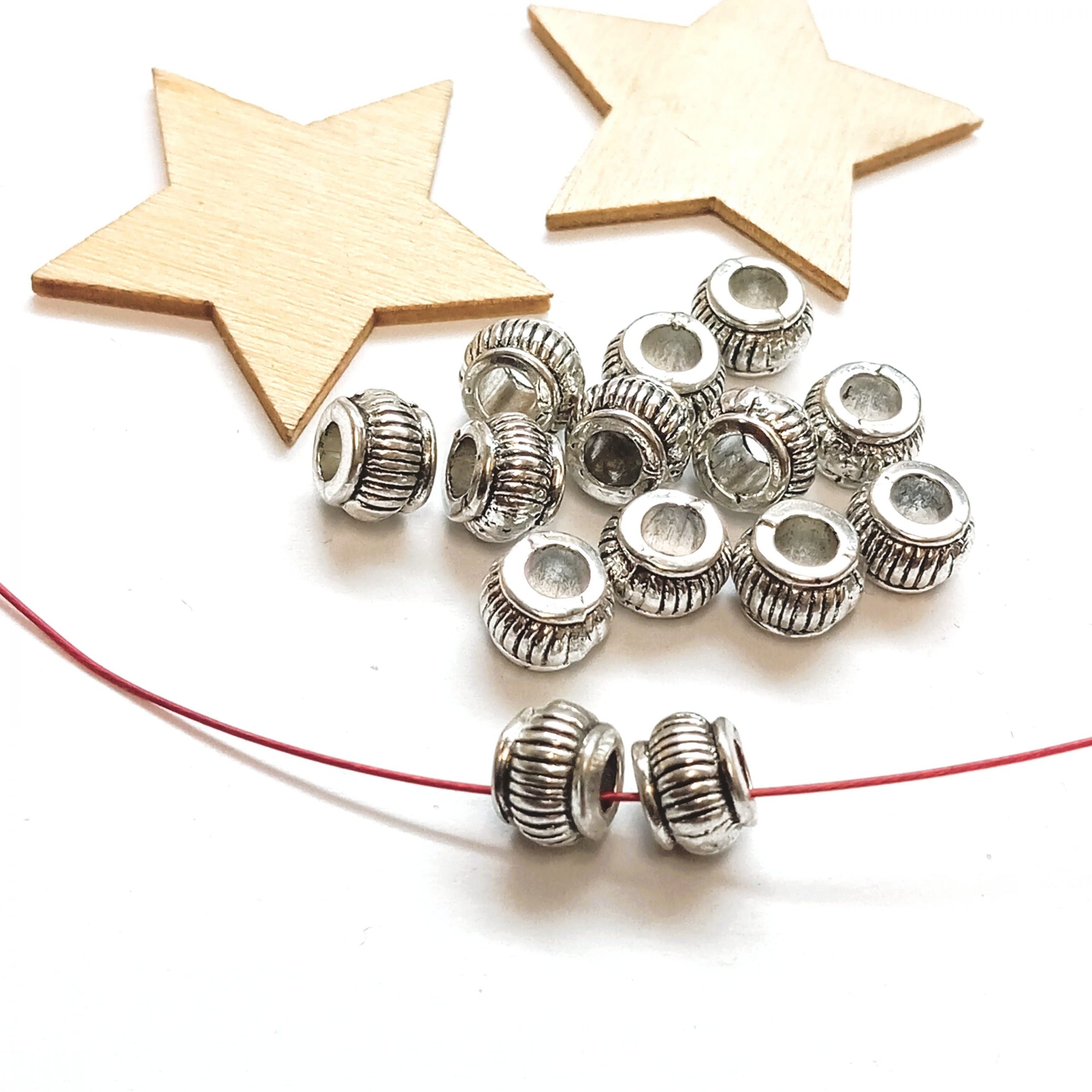 Perles Lanterne citrouille métal argenté vieilli 7mm par 10 – Image 7