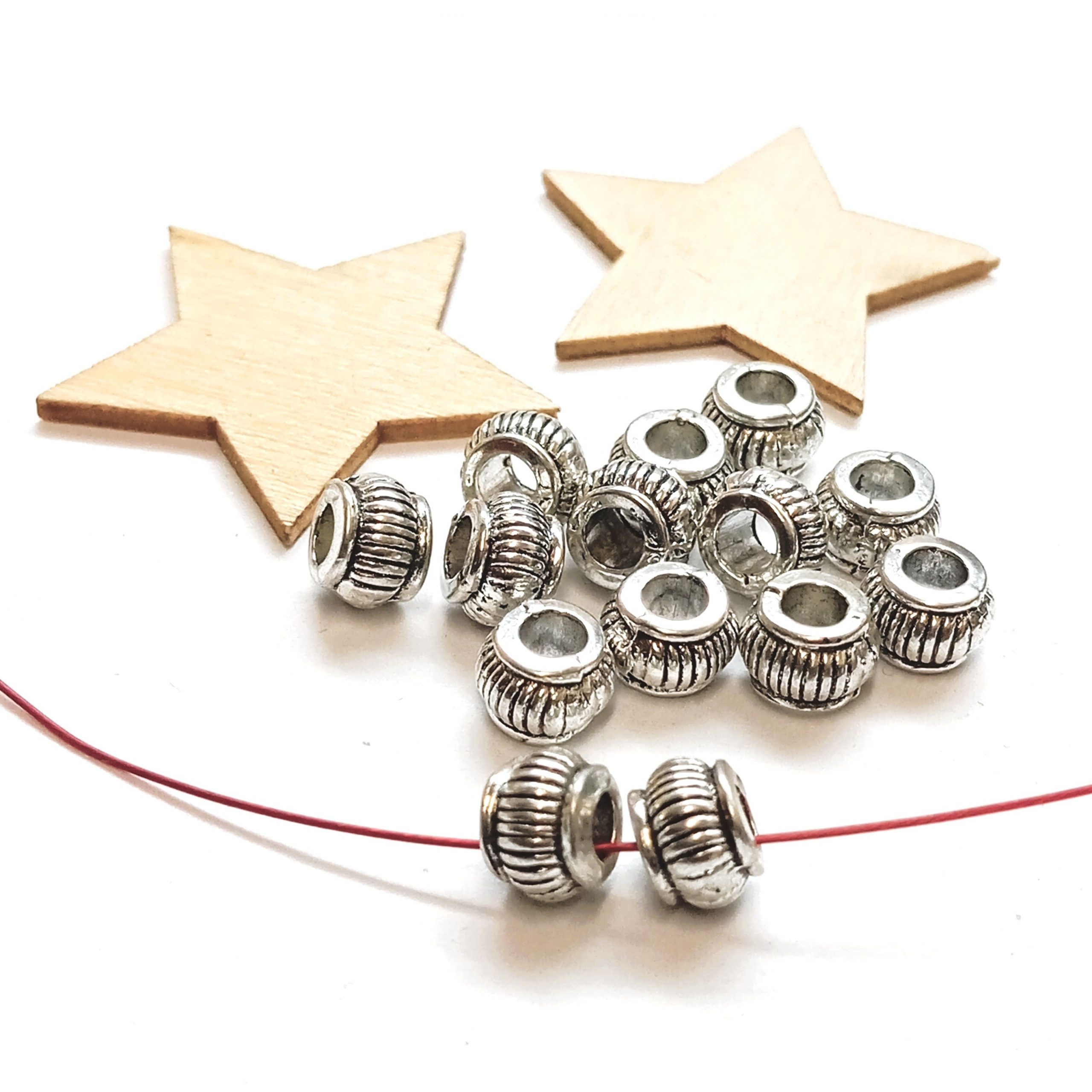 Perles Lanterne citrouille métal argenté vieilli 7mm par 10