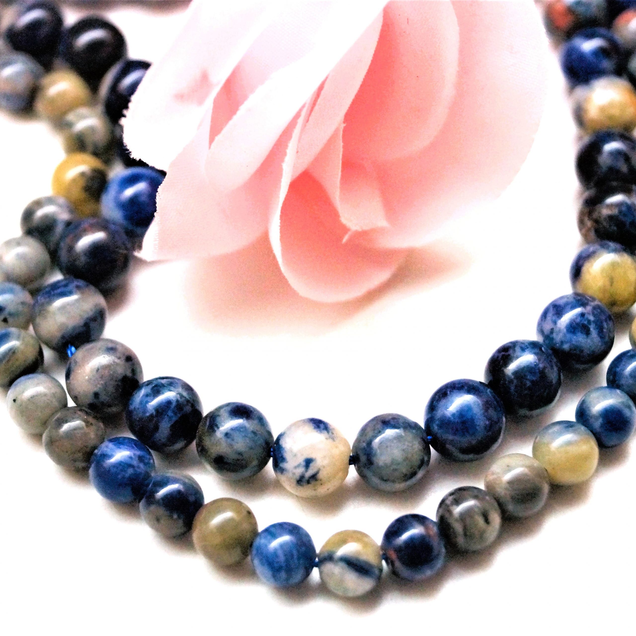 Perles Sodalite Naturelle ronde et lisse 4 à 10mm