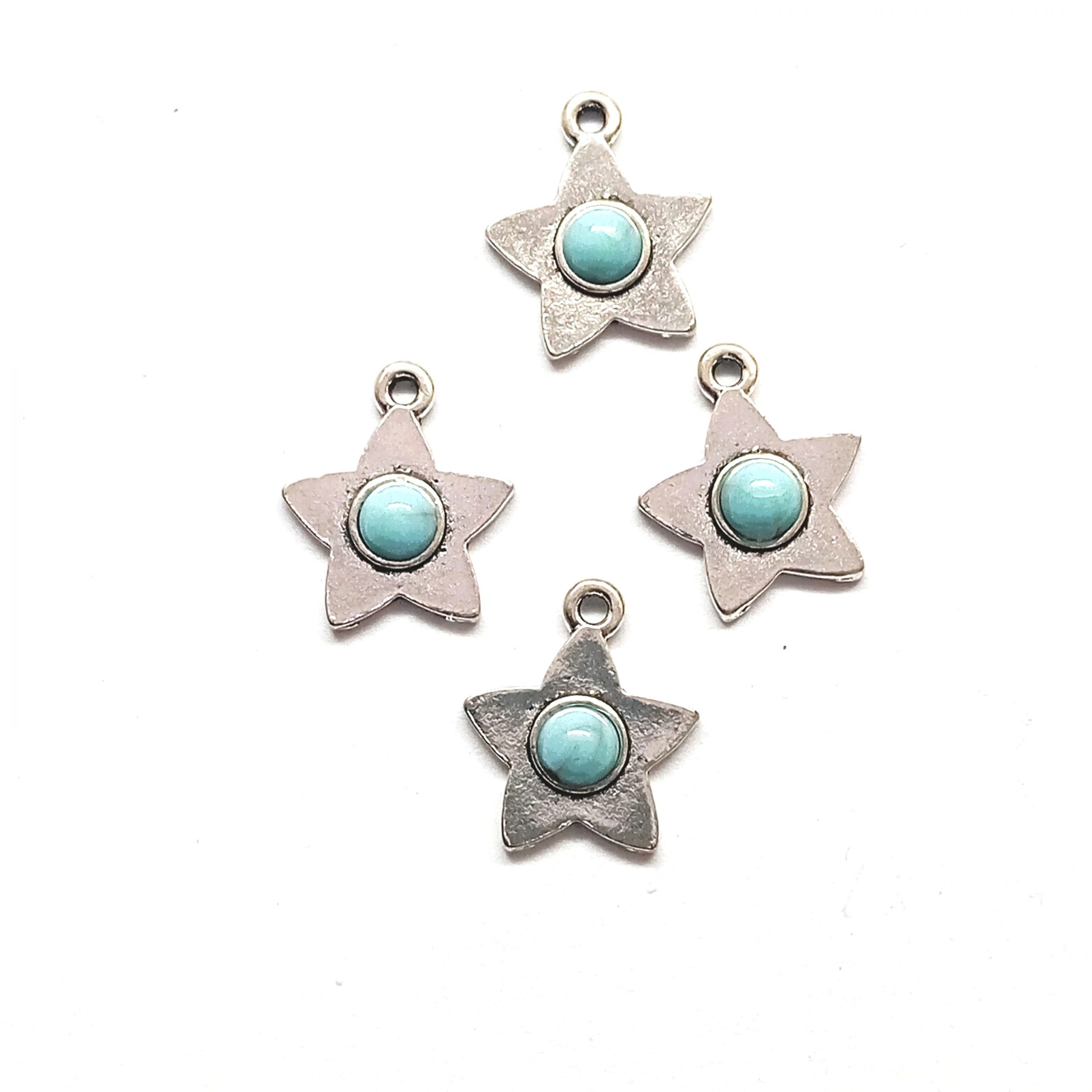 Breloques étoile argentée et howlite bleue 17mm par 2 – Image 3