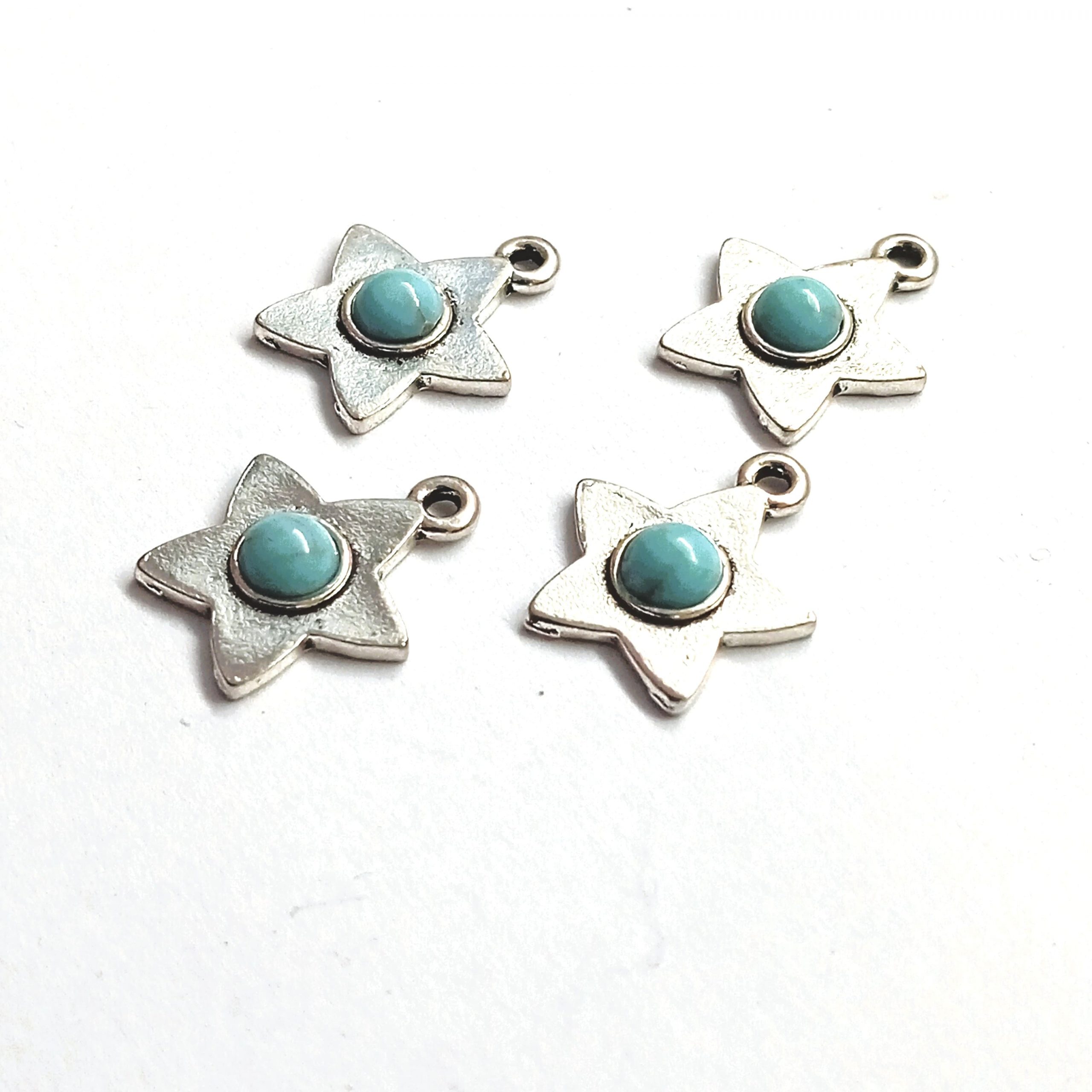 Breloques étoile argentée et howlite bleue 17mm par 2 – Image 4