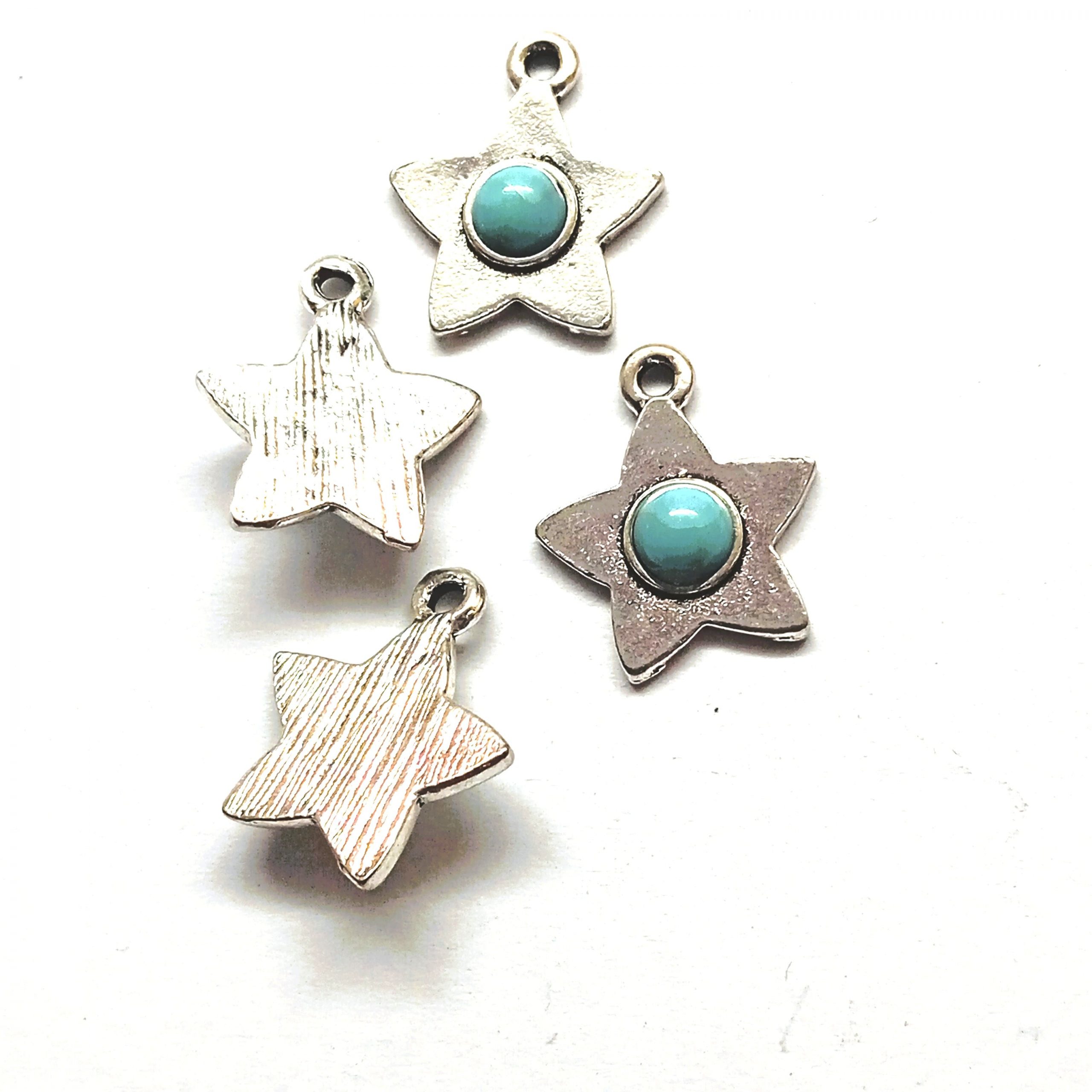 Breloques étoile argentée et howlite bleue 17mm par 2 – Image 6