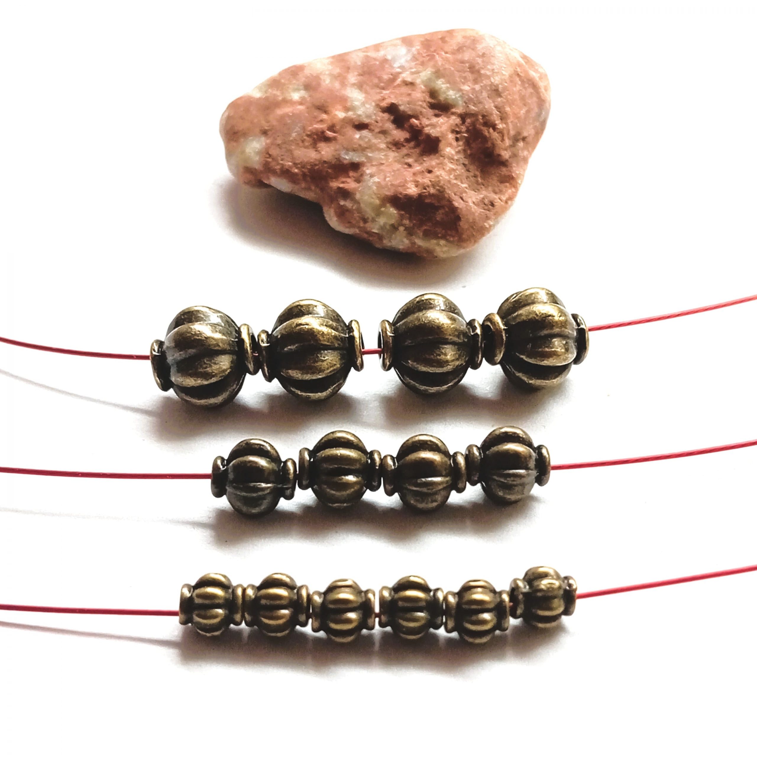 50 Perles lanterne Citrouille Bronze antique 6mm – Image 8