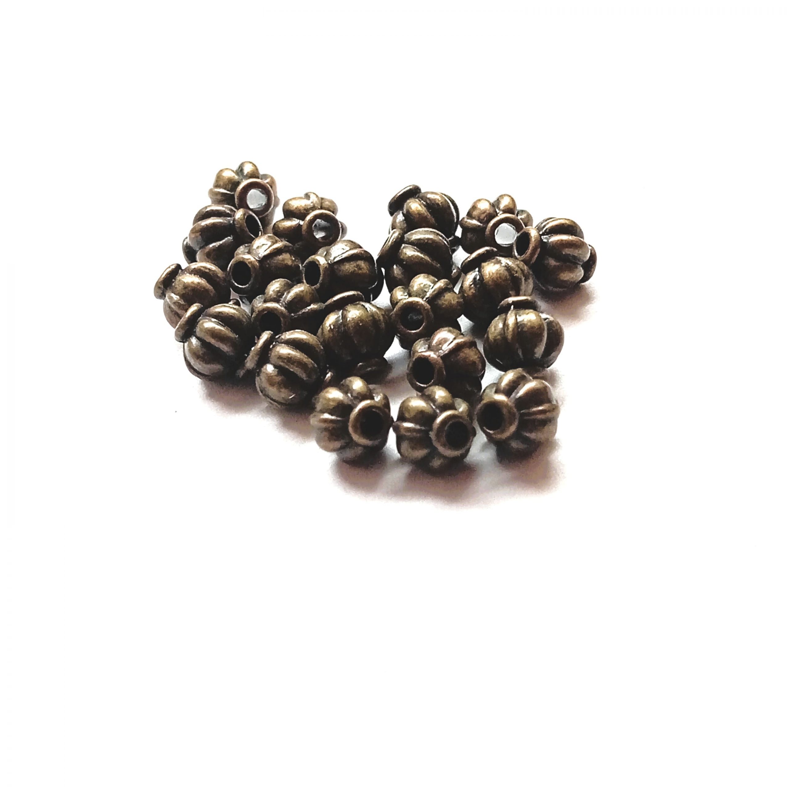 50 Perles lanterne Citrouille Bronze antique 6mm – Image 3