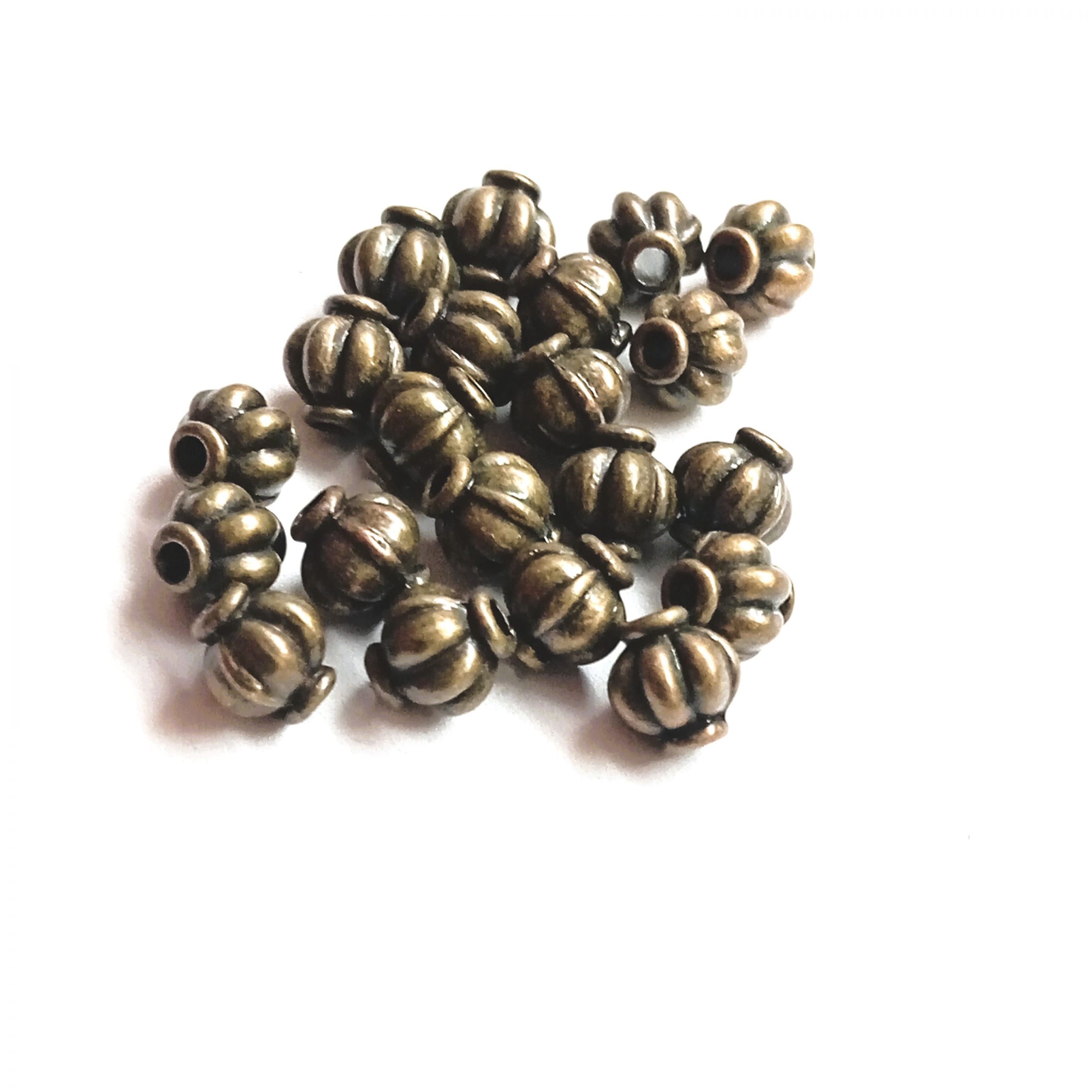 50 Perles lanterne Citrouille Bronze antique 6mm – Image 4