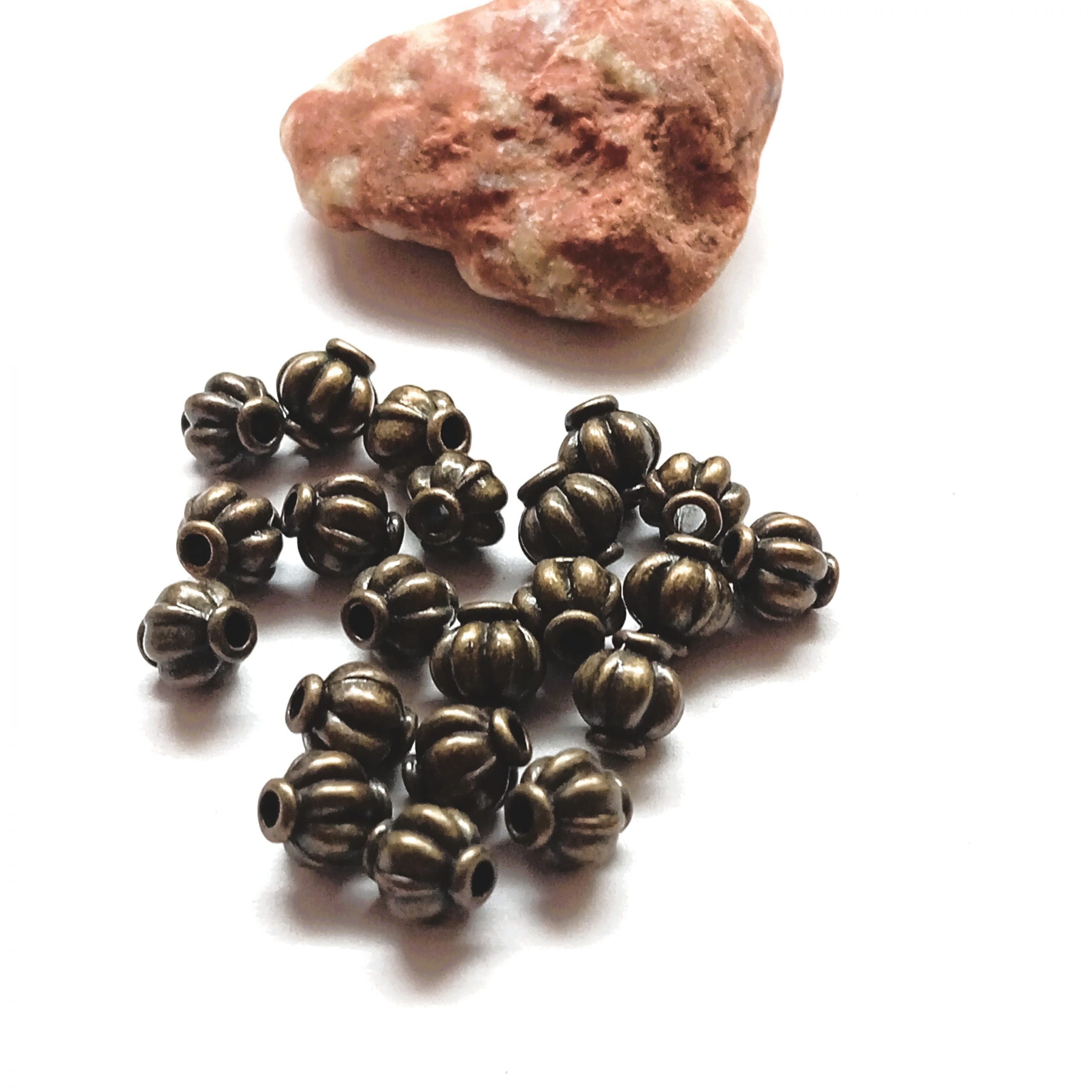 50 Perles lanterne Citrouille Bronze antique 6mm – Image 5