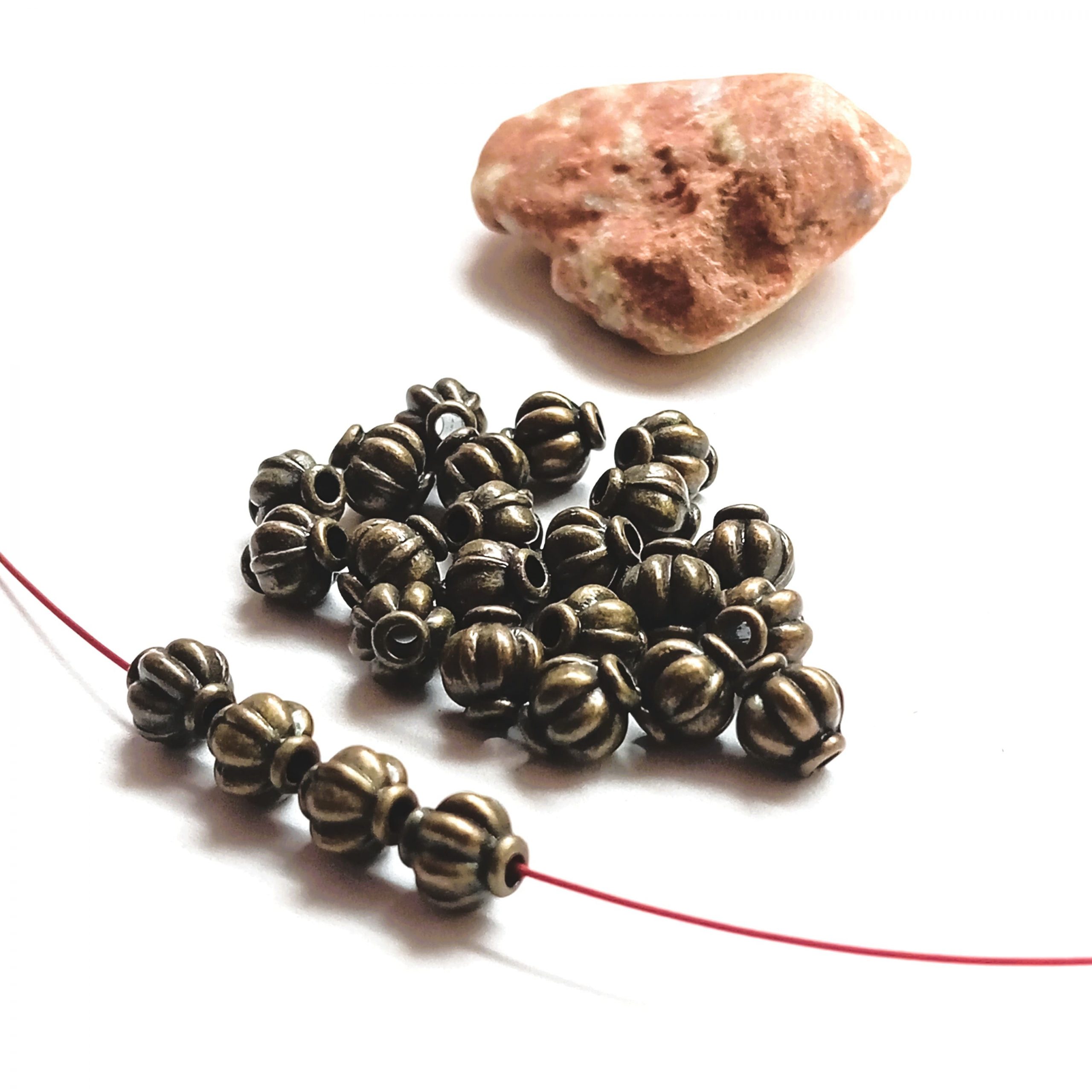 50 Perles lanterne Citrouille Bronze antique 6mm – Image 7