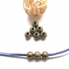 25 perles rondes Bronze 8mm trou large 3,1mm