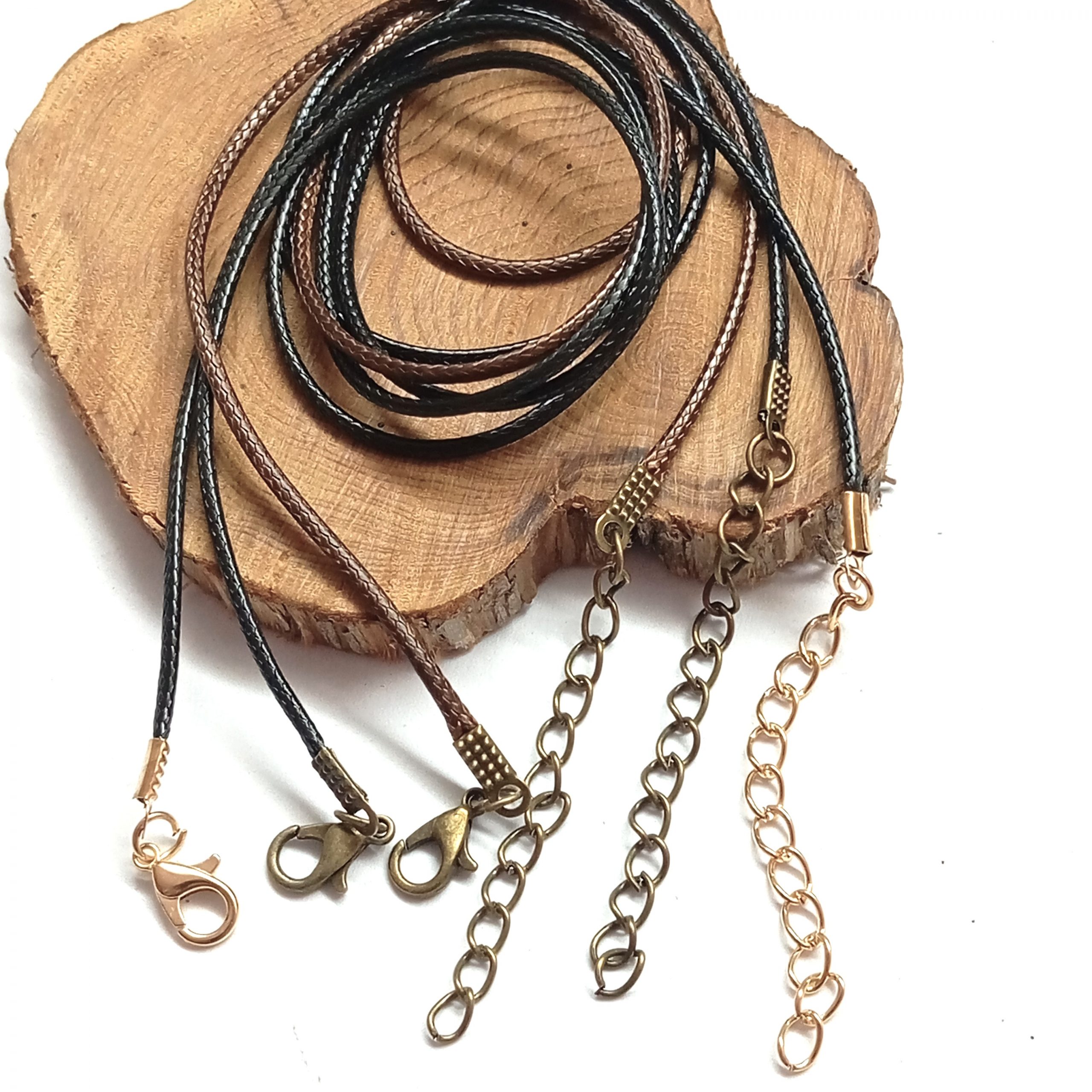 Colliers cordon ciré 50cm finition dorée ou bronze par 5