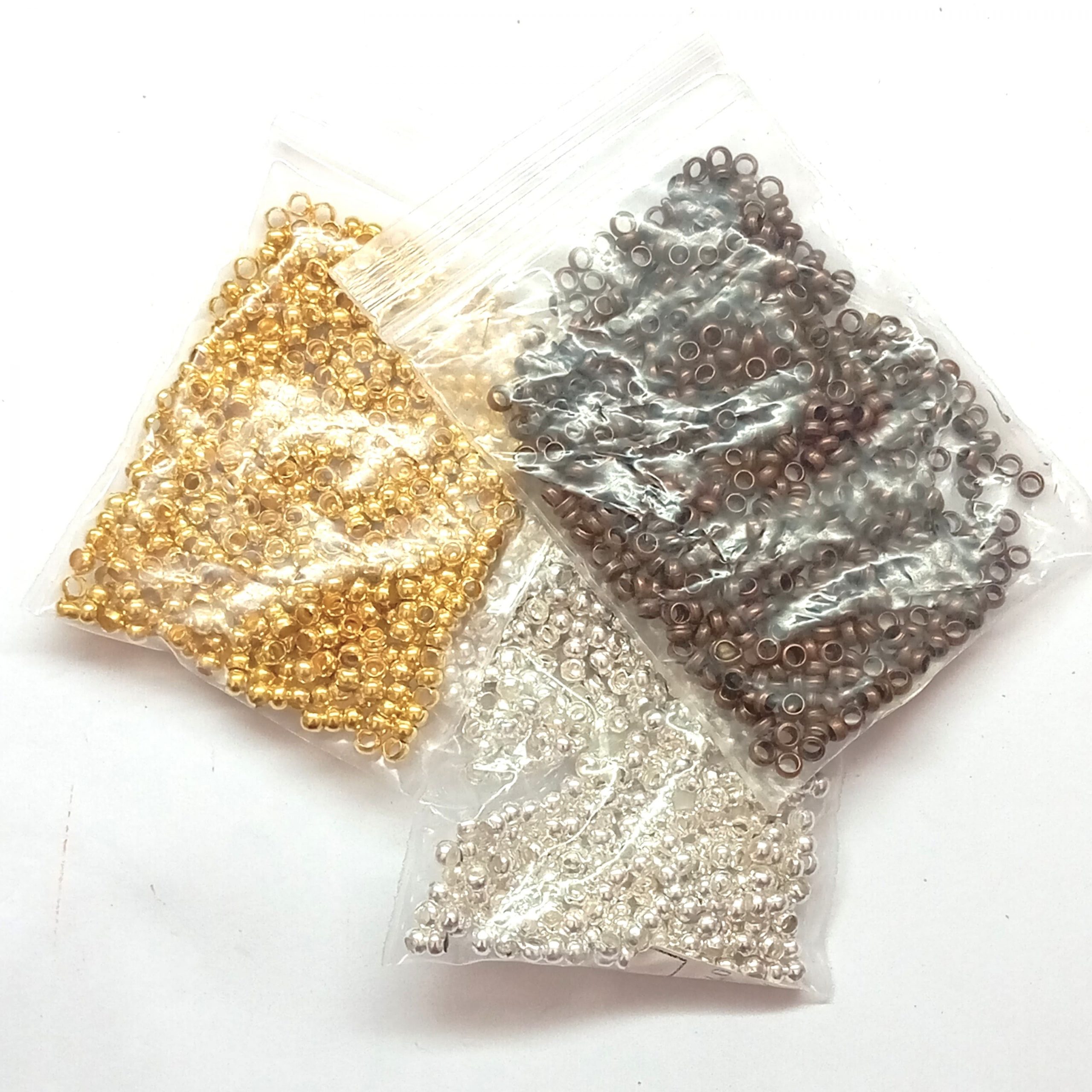 Perles à écraser 3mm laiton doré argenté cuivre par 250 – Image 2