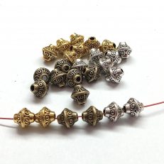 Perles intercalaires métal bicône 7*6 mm argenté doré et bronze