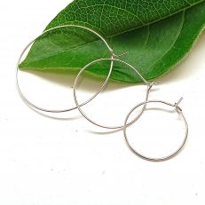 Créoles argenté brillant - support boucles d'oreilles 20,25, 35mm par 10