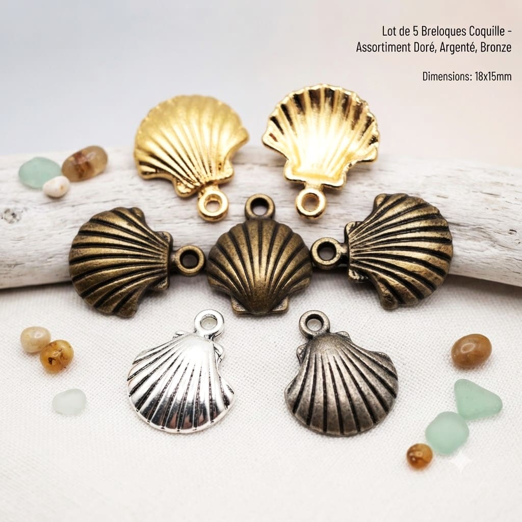 Lot de 5 breloques coquille Mer 18*15 mm
