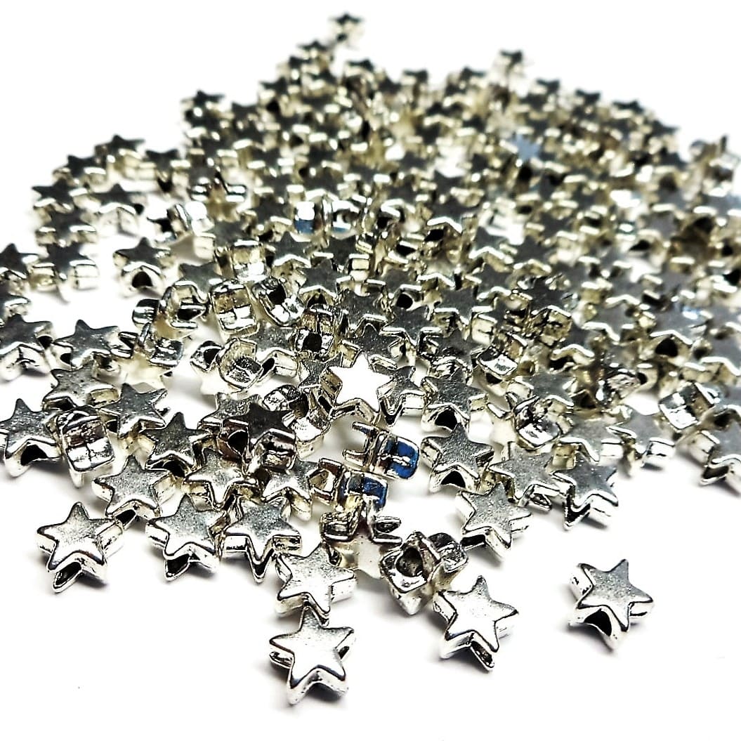 Perles étoiles en métal argenté 6mm par lot de 20 – Image 4