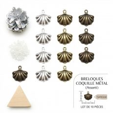 Breloques coquilles en métal avec support pour cabochon 15*14,5 mm x 10