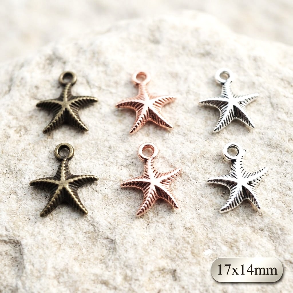 Lot de 10 breloques étoiles de mer en métal 17x14mm