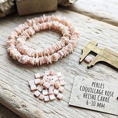 Perles Heishi carrées en coquillage rose naturel 6/10mm