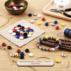 Perles Soucoupes en Bois Peint 10x5mm par 50