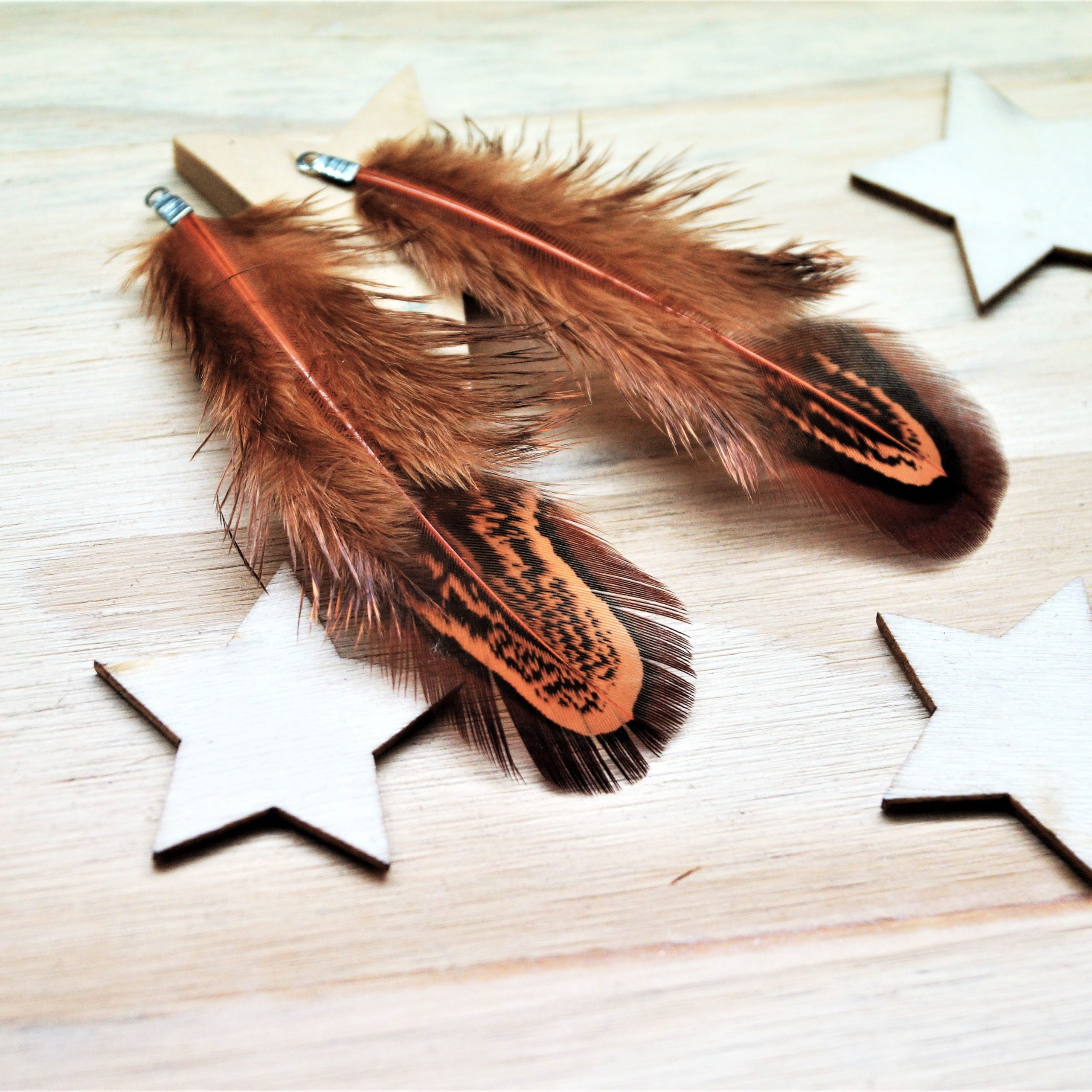 Pendentifs plumes de faisan 60mm avec embouts argentés par 2 – Image 3