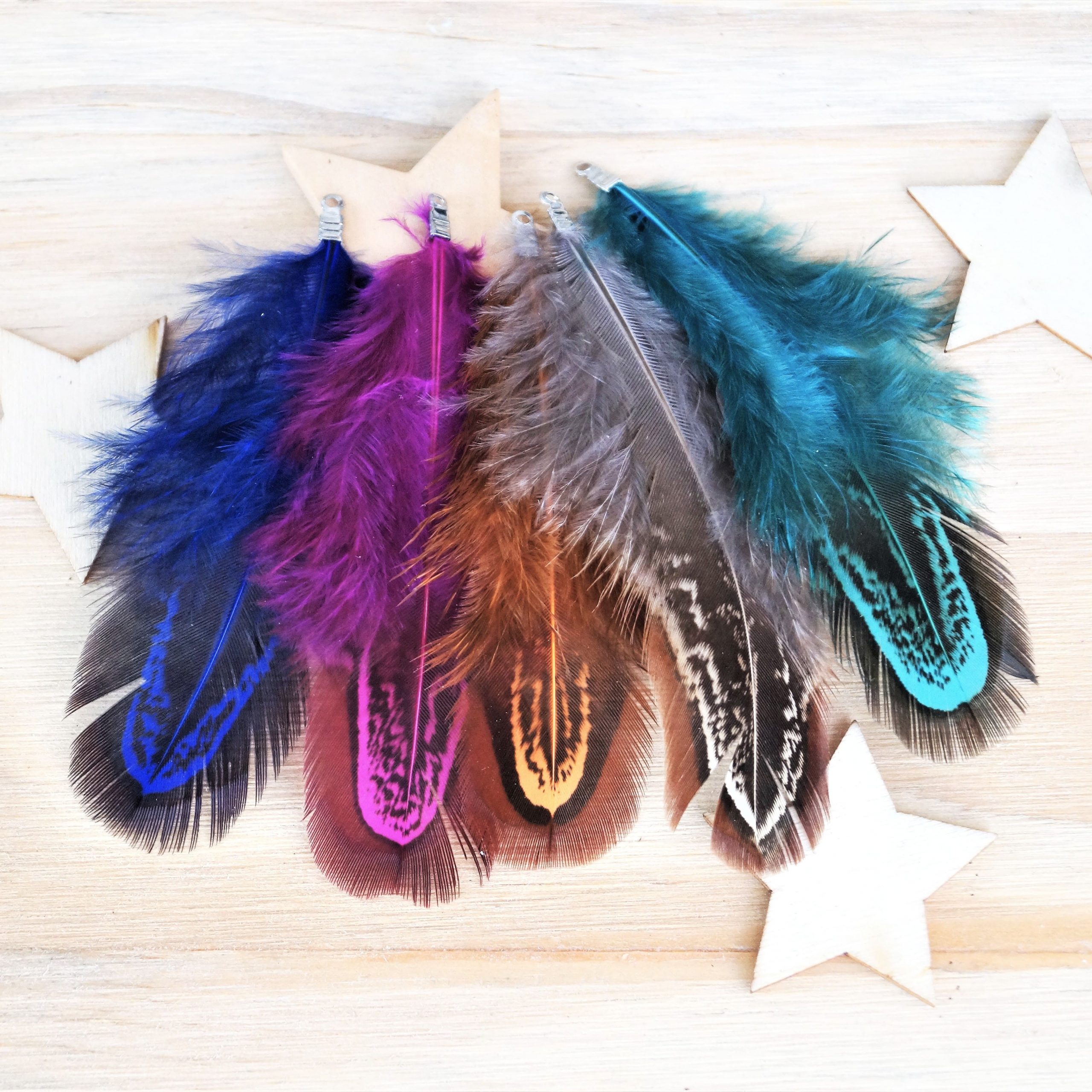 Pendentifs plumes de faisan 60mm avec embouts argentés par 2 – Image 2